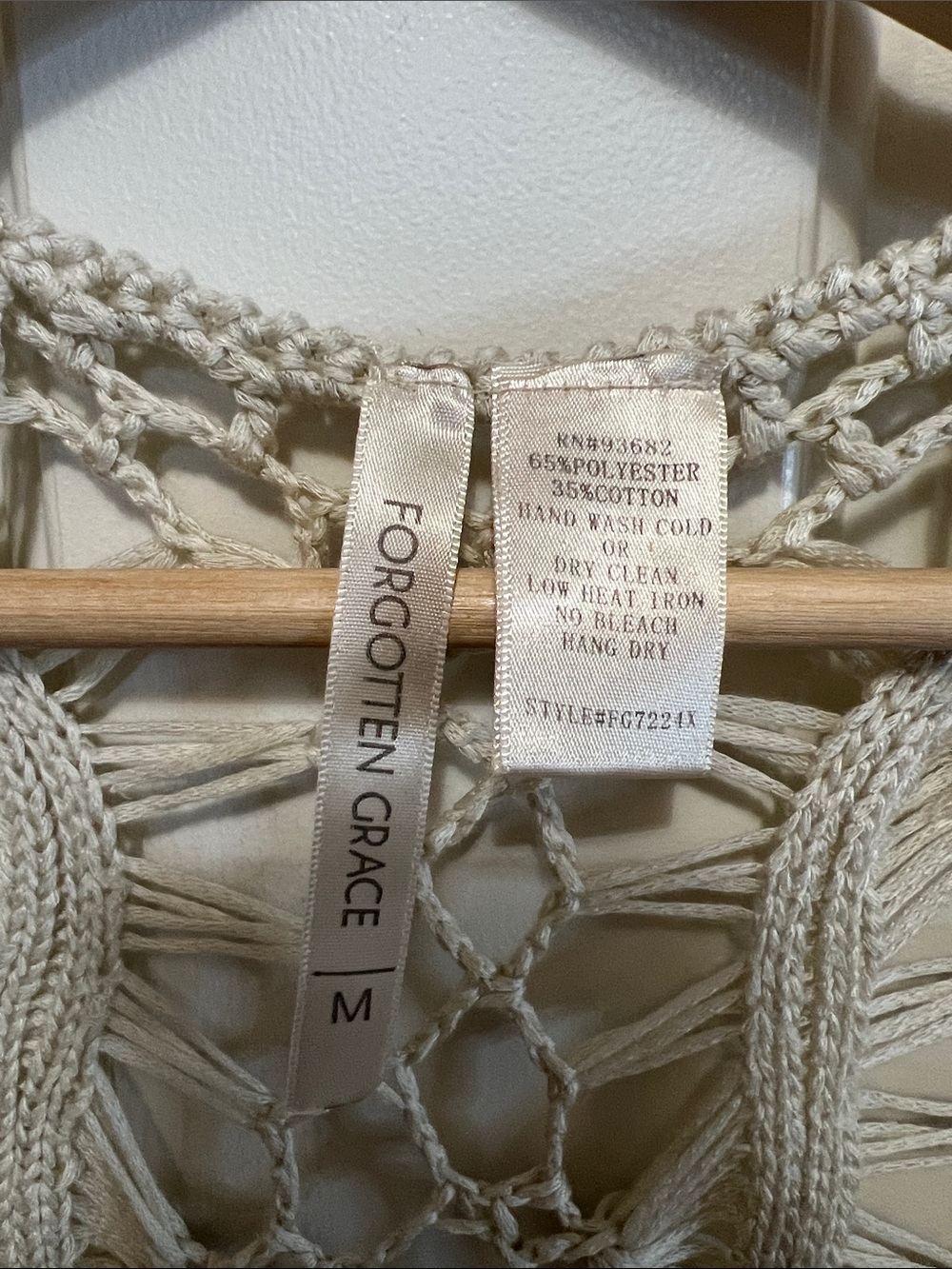 Crochet Open-Front Tunic Vest in Cream - Picture 2 of 4